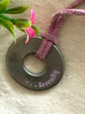 Serenity Circle Pendant Pink Rope Chain Adjustable Inspirational Necklace New